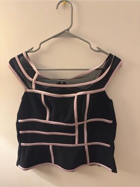 JS Collections Black Top with Blush Trim